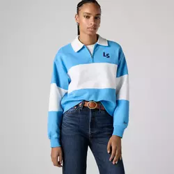 GR BANKS 1/4 ZIP COLLAR LS N AZURE BLUE